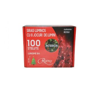 Instalatie de Craciun sirag luminos cu 8 jocuri de lumini 100 de beculete stelute rosii 5 m imagine