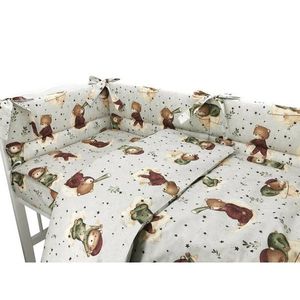 Set lenjerie patut 5 piese MimiNu cu pilota si perna pentru patut 120x60 cm Teddy Bear On Moon imagine