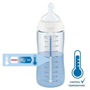 Biberon Nuk First Choice PP 300 ml control temperatura si tetina din silicon M 0-6 luni Girafa imagine