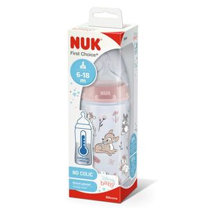 Biberon Nuk First Choice PP 300 ml control temperatura si tetina din silicon M 6-18 luni Disney Bambi imagine