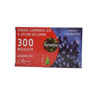 Instalatie de Craciun sirag luminos cu 8 jocuri de lumini 300 de LED-uri albastre 15 m imagine