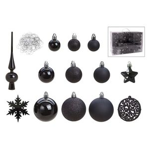 Set 111 globuri negre elegante pentru brad imagine