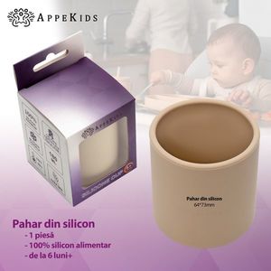 Pahar din silicon AppeKids Bubble Beige imagine