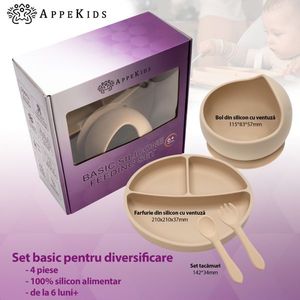 Set diversificare AppeKids din silicon Basic Bubble Beige imagine