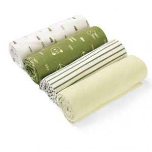 Set 4 paturici subtiri din bumbac pentru bebelusi unisex Verde imagine