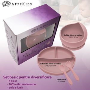 Set diversificare AppeKids din silicon Basic Old Rose imagine