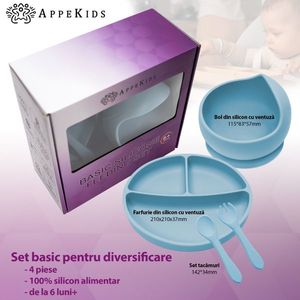 Set diversificare AppeKids din silicon Basic Aqua Blue imagine