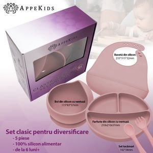 Set diversificare AppeKids din silicon 5 piese Classic Old Rose imagine