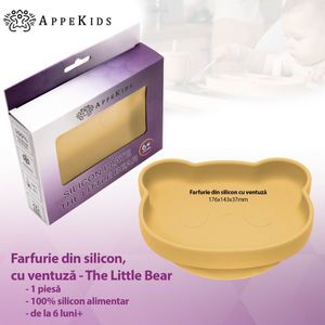 Farfurie din silicon cu ventuza AppeKids The Little Bear Honey imagine