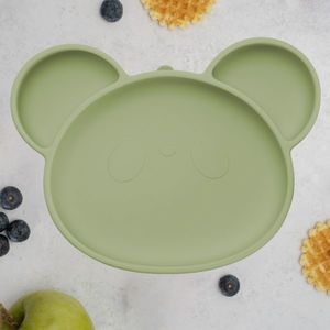 Farfurie din silicon cu ventuza AppeKids Panda Raw Green imagine