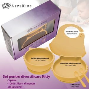 Set diversificare AppeKids din silicon 5 piese Kitty Honey imagine