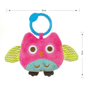 Jucarie din plus pentru agatat cu clopotel Happy Owl Pink imagine