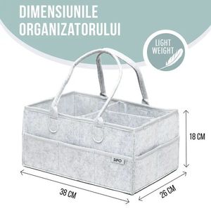 Gentuta mamicii organizator scutece si accesorii copiibebelusi 38x26x18 cm gri imagine