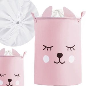 Cos pliabil Sipo pentru jucarii si rufe 35x42 cm bumbac 43l Pink Bear imagine