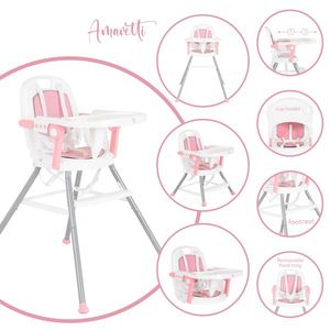 Scaun de masa transformabil 2in1 si portabil Moni Amaretti Pink imagine