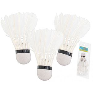 Set 3 fluturasi badminton din Pene 8.5 x 6.5 cm Alb imagine