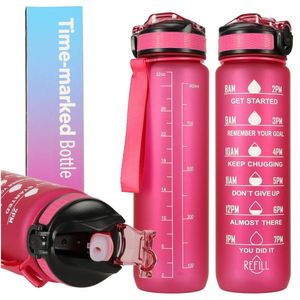 Sticla de Apa gradata pentru sport 1L Pink imagine