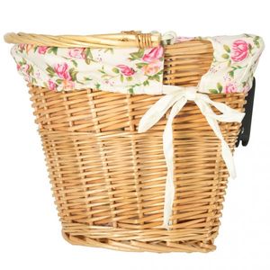 Cos impletit din rachita pentru biciclete 26x23 cm Flowers imagine