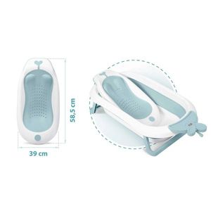 Set cadita pliabila cu suport anatomic si termometru digital inclus Ricokids Butterfly Blue imagine