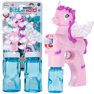 Pistol pentru baloane de sapun cu lumini Unicorn Roz imagine