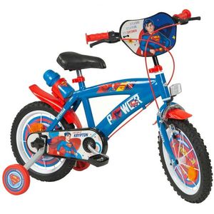 Bicicleta cu roti ajutatoare si sticluta de apa cu suport Superman 14 inch imagine