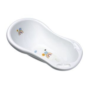 Cadita bebe cu dop de scurgere 84 cm Rainbow White imagine