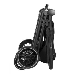 Carucior pentru copii 0-48luni pana la 22kg cu suspensii, spatar reglabil cu pozitie somn, Maner din piele ecologica, tavita, husa de ploaie, husa picioare si suport pahar incluse KikkaBoo Sarah Black 2023 imagine