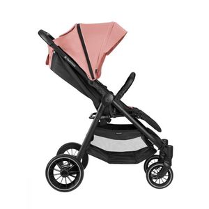 Carucior pentru copii 0-48luni pana la 22kg cu suspensii, spatar reglabil cu pozitie somn, Maner din piele ecologica, tavita, husa de ploaie, husa picioare si suport pahar incluse KikkaBoo Sarah Pink 2023 imagine