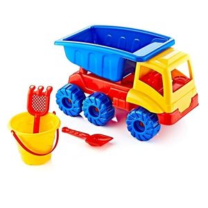 Set Camion cu galetusa lopatica si grebla 24 x 44 x 30 cm Blue imagine