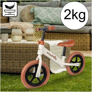 Bicicleta de echilibru fara pedale, cu Ghidonul si Saua ergonomica reglabile in inaltime, roti de 12 inch din spuma EVA si manere anti-alunecare WhiteBrown imagine