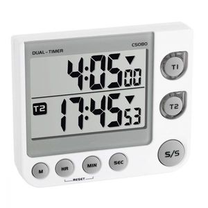 Timer si cronometru digital dual 100 ore LED de avertizare, memorie, volum reglabil alb TFA 38.2025 imagine