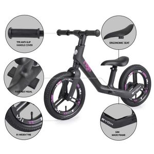 Bicicleta fara pedale 12inch cu suport picioare si inaltime sa reglabila Byox Mojo BlackPink imagine