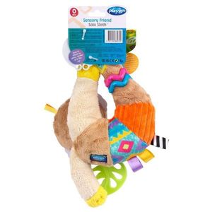 Jucarie carucior sau scaun auto Playgro cu inele pentru dentitie Sensory Friend Salo Sloth imagine