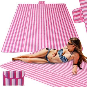 Saltea impermeabila de plaja sau picnic 200 x 200 cm Pink Strips imagine