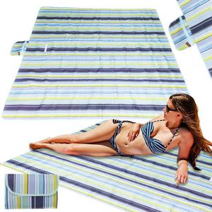 Saltea impermeabila de plaja sau picnic 200 x 200 cm Blue Strips imagine