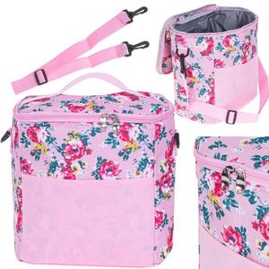 Geanta termoizolanta pentru picnic sau plaja capacitate 11 L Pink Flowers imagine