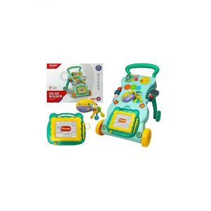 Antepremergator multifunctional pentru bebe cu centru de activitati turcoaz LeanToys imagine