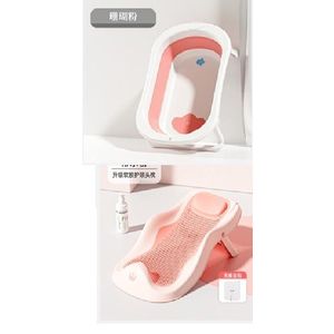 Set cadita pliabila cu termometru display digital, si suport anatomic cu tetiera Little Mom Royal Pink imagine