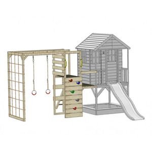 Casuta Summer Adventure House cu loc pentru nisip, tobogan, leagan dublu, modul sport Wendi Toys imagine