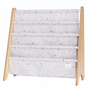 Raft organizator de carti pentru copii material reciclat Terrazzo grey 3 Sprouts imagine