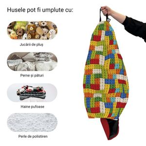 Husa fotoliu Puf Bean Bag tip Para L fara umplutura lego tetris verde imagine