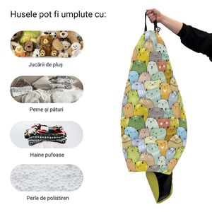 Husa fotoliu Puf Bean Bag tip Para L fara umplutura invazia pisicilor ocru imagine