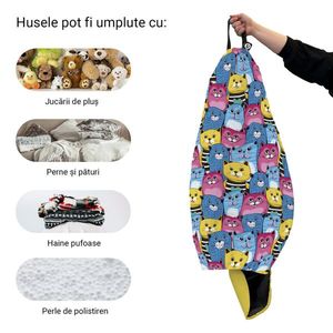 Husa fotoliu Puf Bean Bag tip Para L fara umplutura smiley cats imagine