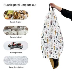 Husa fotoliu Puf Bean Bag tip Para L fara umplutura arici si vulpe alb imagine