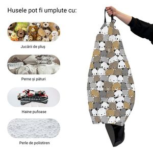 Husa fotoliu Puf Bean Bag tip Para L fara umplutura ursuleti maro imagine