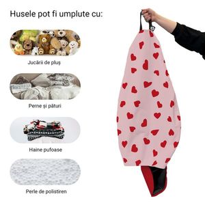 Husa fotoliu Puf Bean Bag tip Para L fara umplutura inimi fundal roz imagine