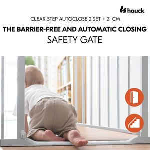 Poarta siguranta Hauck Clear Step Autoclose 2 White 75-80 cm cu extensie +21cm 96-101cm inchidere magnetica automata din ambele parti imagine