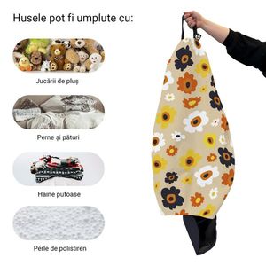 Husa fotoliu Puf Bean Bag tip Para L fara umplutura daisy fundal beige imagine