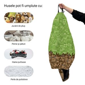 Husa fotoliu Puf Bean Bag tip Para L fara umplutura minecraft iarba pamant imagine