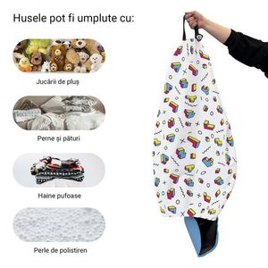 Husa fotoliu Puf Bean Bag tip Para XL fara umplutura memphis tetris imagine